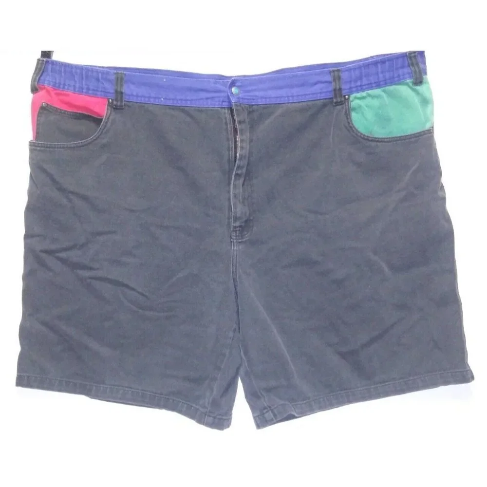 Mens VTG Zeppelin Denim Shorts Sz 54 COLORBLOCK rare MULTICOLOR BOHO FESTIVAL